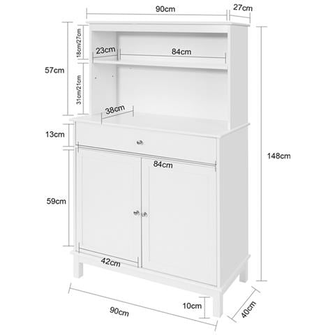 Mobile Cucina Salvaspazio Credenza Con Vetrina Bianco, fsb26-w, it - Foto 2