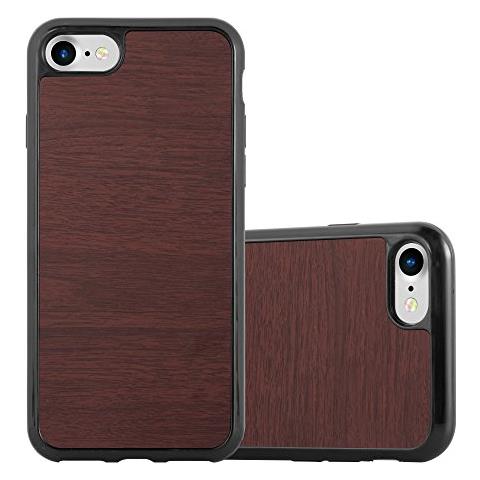 Custodia Compatibile Con Apple Iphone 7 / 7s / 8 / Se 2020 In Wooden Caffè - Coperchio Protettivo In Silicone Tpu Flessibile - Foto 1