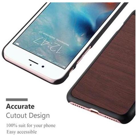 Custodia Compatibile Con Apple Iphone 7 / 7s / 8 / Se 2020 In Wooden Caffè - Coperchio Protettivo In Silicone Tpu Flessibile - Foto 8