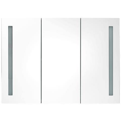 Armadietto Bagno con Specchio e LED Nero Lucido 89x14x62 cm - Foto 2