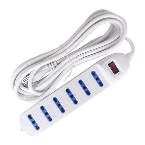 Multipresa Ciabatta Elettrica 6 Posti Con Interruttore Generale Cavo Da 5metri Spina: 10a 250v Presa: 6-way P17/11 - Foto 1