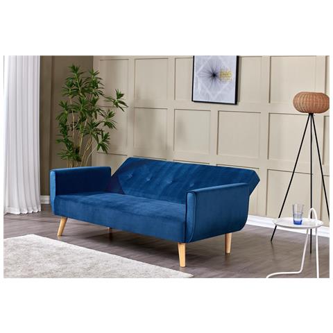 Berlin Divano Scandinavo Convertibile 3 Posti Tessuto Blu - Foto 12
