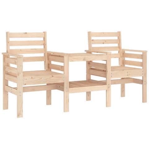 Panca da Giardino con Tavolino 2 Posti Legno Massello di Pino - Foto 2