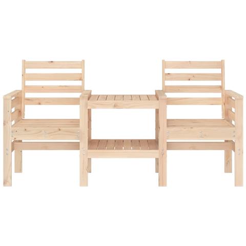 Panca da Giardino con Tavolino 2 Posti Legno Massello di Pino - Foto 3