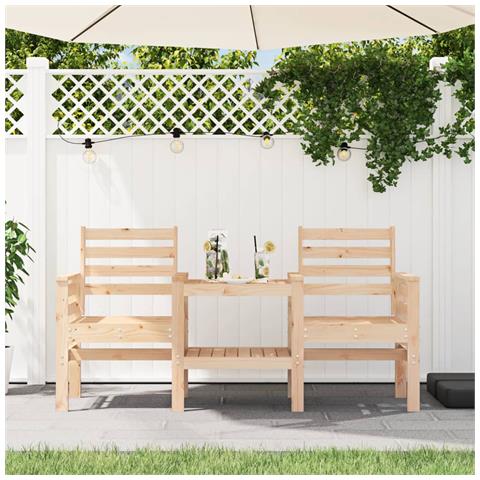 Panca da Giardino con Tavolino 2 Posti Legno Massello di Pino - Foto 1