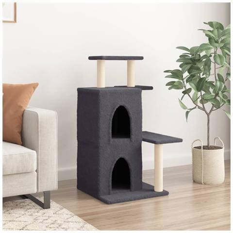 Albero Per Gatti Con Tiragraffi In Sisal Grigio Scuro 97 Cm - Foto 2