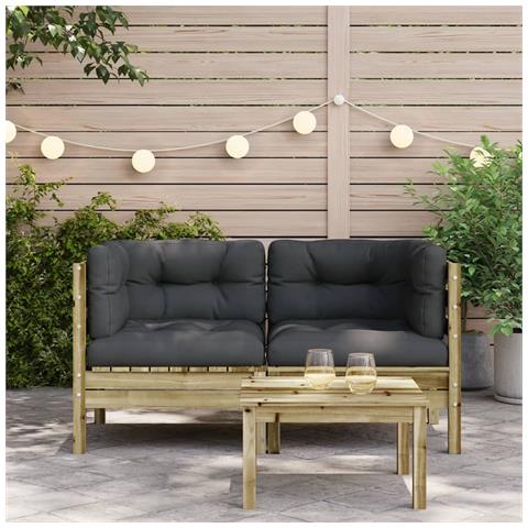 Divani Angolari Da Giardino Cuscini 2pz Legno Impregnato Pino - Foto 3