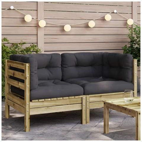 Divani Angolari Da Giardino Cuscini 2pz Legno Impregnato Pino - Foto 1