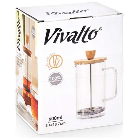 Teiera 600 Ml Naturale Bambù Vetro Borosilicato - Foto 4