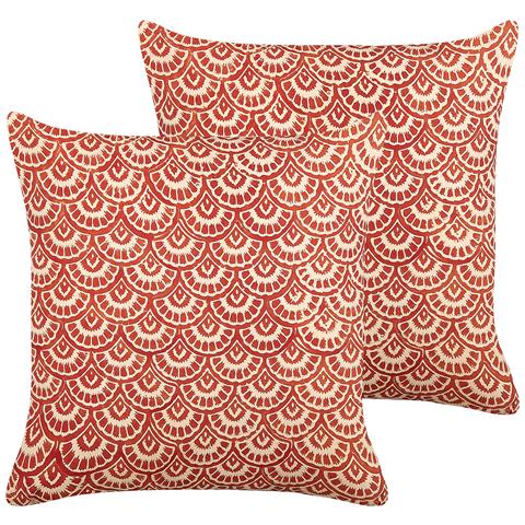 Cuscino Decorativo Rhus Cotone 45 X 45 Cm Geometrico Stampa A Blocchi Rosso - Foto 6