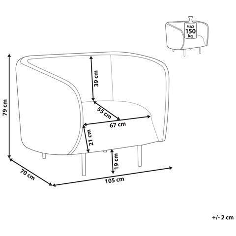 Poltrona Tessuto Bianco E Nero Loen - Foto 2