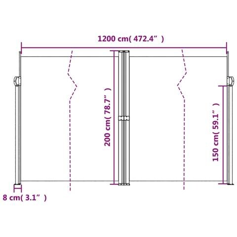 Tenda da Sole Laterale Retrattile Crema 200x1200 cm - Foto 10