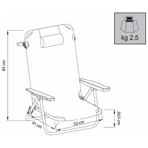 Spiaggina Chiudibile In Alluminio Con Cuscino E Schienale Regolabile - Foto 3