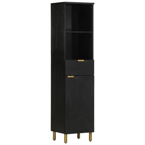 Mobile Da Bagno Nero 38x33x160 Cm In Legno Massello Di Mango - Foto 1