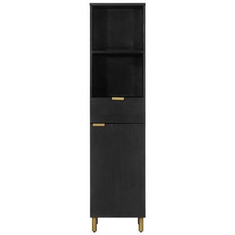 Mobile Da Bagno Nero 38x33x160 Cm In Legno Massello Di Mango - Foto 3