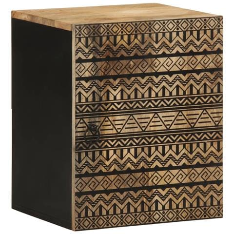 Mobile Pensile Da Bagno Nero 38x33,5x48 Cm Legno Massello Mango - Foto 1