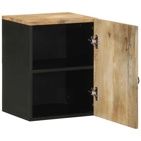 Mobile Pensile Da Bagno Nero 38x33,5x48 Cm Legno Massello Mango - Foto 2