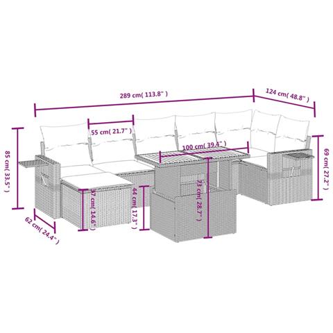 Set Divano Da Giardino 8 Pz Con Cuscini Grigio In Polyrattan - Foto 3