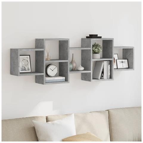 Scaffale A Muro Grigio Cemento 129x18x42 Cm In Truciolato - Foto 1
