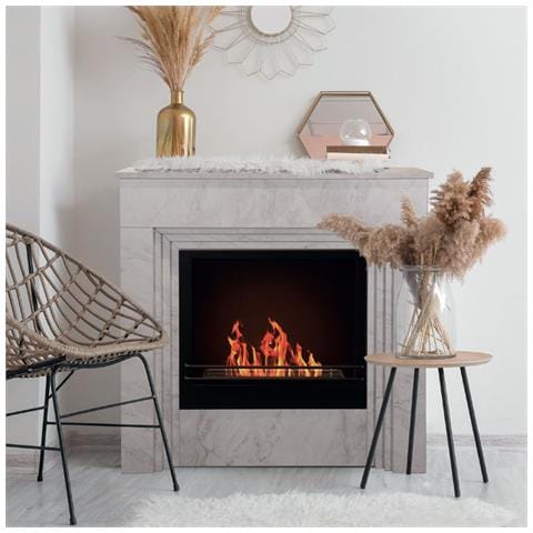 Camino A Bioetanolo Da Terra Bellini In Legno Effetto Marmo Bianco Made In Italy L96 X P35 X H96 - Foto 2