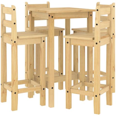 Set Da Bar 5 Pz In Legno Massello Di Pino - Foto 2