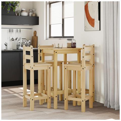 Set Da Bar 5 Pz In Legno Massello Di Pino - Foto 3