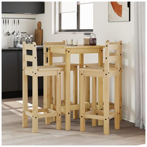 Set Da Bar 5 Pz In Legno Massello Di Pino - Foto 1