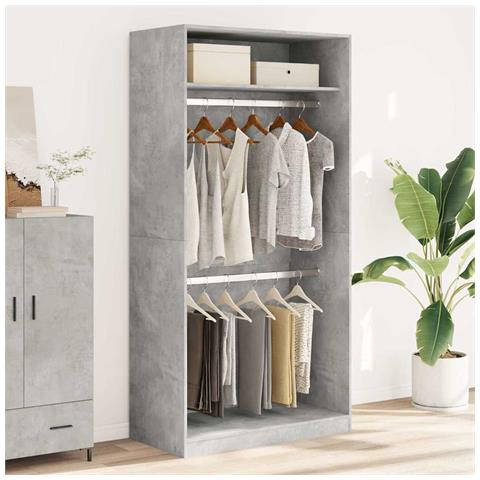Armadio Grigio Cemento 100x50x200 Cm In Legno Multistrato - Foto 3
