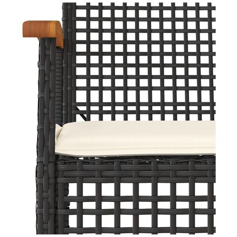 Set Da Pranzo Da Giardino 3 Pz Con Cuscini Nero In Polyrattan - Foto 3