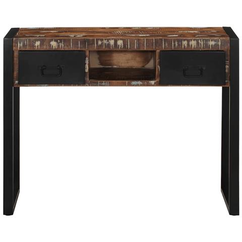 Tavolo Consolle Multicolore 100x35x75cm Legno Massello Recupero - Foto 2