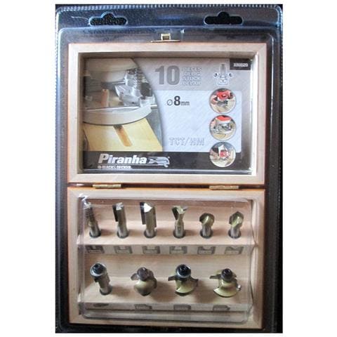 Piranha - Black&decker - Set 10 Frese Tct Per Fresatrice Codolo 8mm - Foto 1