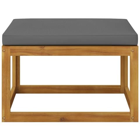 Poggiapiedi Con Cuscino Grigio Scuro In Massello D'acacia - Foto 1