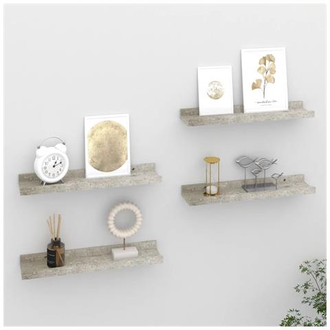 Mensole Da Parete 4 Pz Grigio Cemento 40x9x3 Cm - Foto 8
