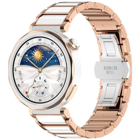 Cinturino In Ceramica Per Huawei Gt5 E Gt5 Pro - Misura Universale 18 Mm Pinkgold - Foto 3