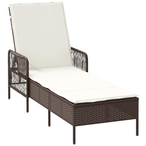 Lettino Prendisole Marrone e panna Rattan PE 157 x 55 x 92 cm - Foto 1
