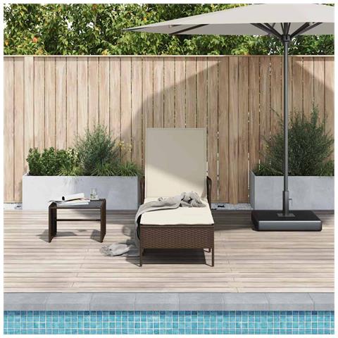 Lettino Prendisole Marrone e panna Rattan PE 157 x 55 x 92 cm - Foto 2