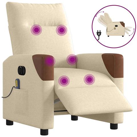 Poltrona Reclinabile Massaggiante Elettrica Crema in Tessuto - Foto 1