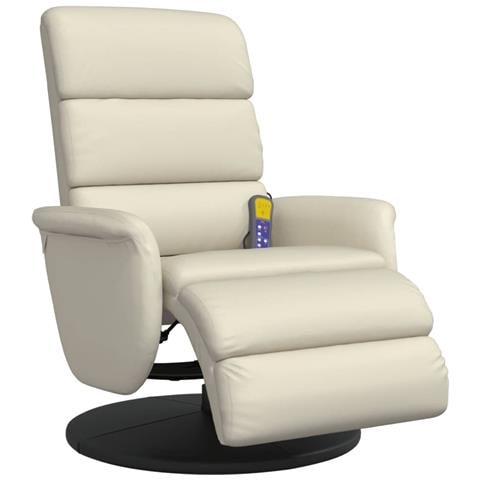 Poltrona Reclinabile Massaggio con Poggiapiedi Crema Similpelle - Foto 1