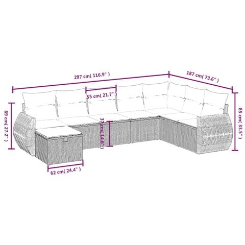 Set Divani da Giardino con Cuscini 8 pz Nero in Polyrattan - Foto 4