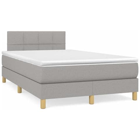 Giroletto a Molle con Materasso Grigio Chiaro 120x200cm Tessuto - Foto 1