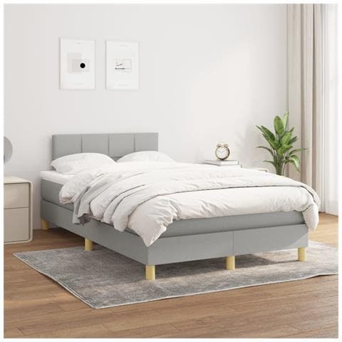 Giroletto a Molle con Materasso Grigio Chiaro 120x200cm Tessuto - Foto 2