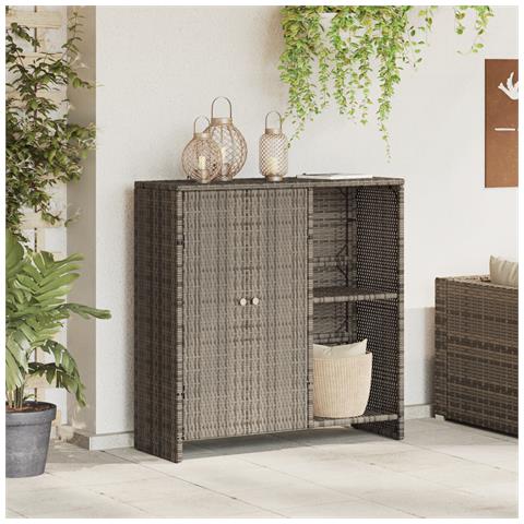 Armadio da Stoccaggio Grigio 100x36x102 cm Rattan - Foto 2