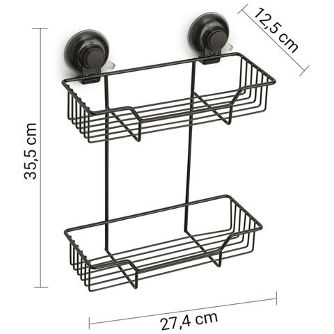 Portaoggetti Doppio Per Doccia In Filo Da Muro In Metallo E Resine Termoplastiche Ho19 Serie Hot Nero Matt - Foto 2
