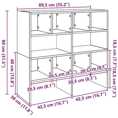 Scarpiere 2 pz Impilabili Grigio Sonoma 89,5x30x40 cm - Foto 9