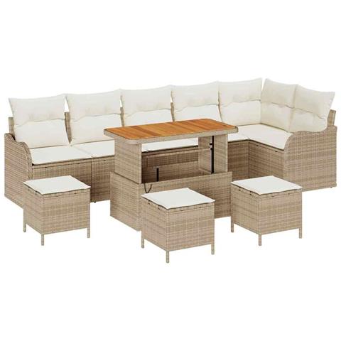 Set Divano da Giardino 10 pcs Beige e Crema 110 x 55 x 71 cm - Foto 1