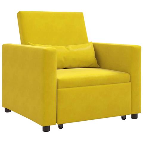 Divano Letto Singolo Giallo 90 x 165 x 87 cm Velluto - Foto 1