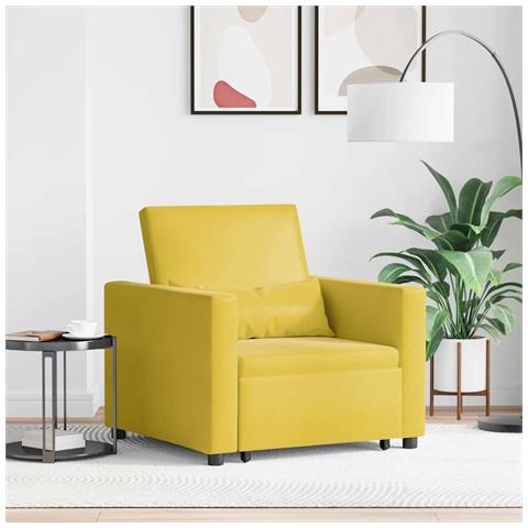 Divano Letto Singolo Giallo 90 x 165 x 87 cm Velluto - Foto 2