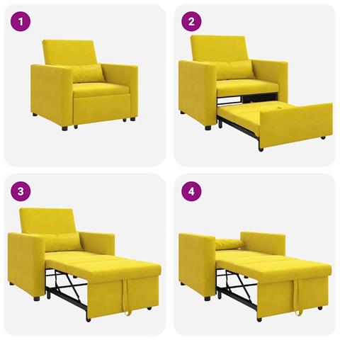 Divano Letto Singolo Giallo 90 x 165 x 87 cm Velluto - Foto 9
