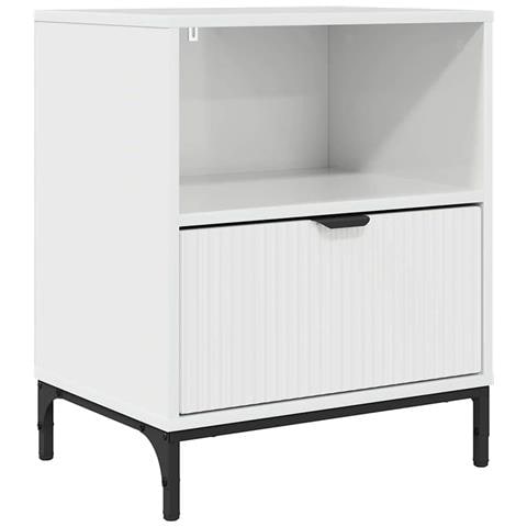 Comodino Bianco lucido 49 x 36 x 61 cm Legno multistrato - Foto 1