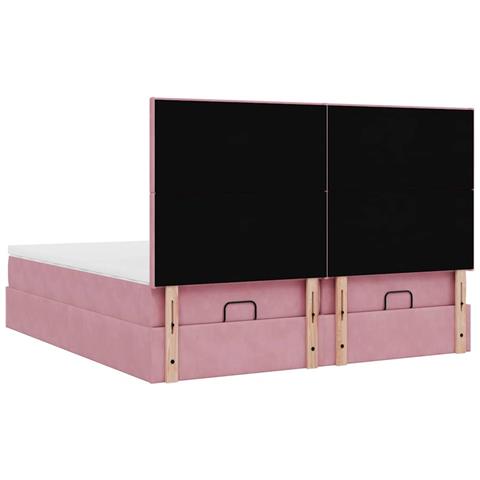 Struttura Letto Pouf con Materassi Rosa 160x200 cm Velluto - Foto 9
